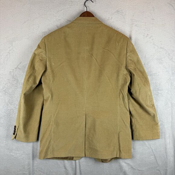 Lauren Ralph Lauren Corduroy Sports Jacket Blazer 40R Tan Silk Lined Knotted - Picture 9 of 10